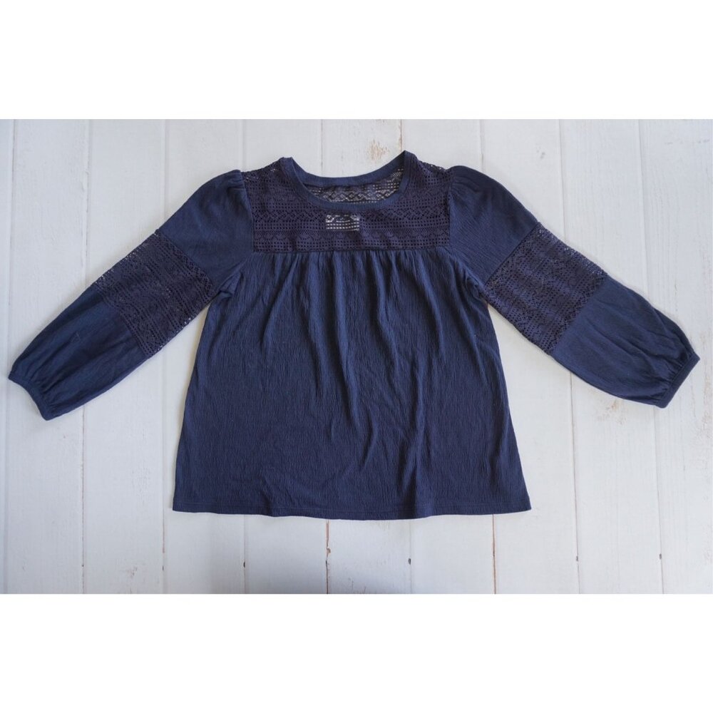 Old Navy Girl's Blue Lace Balloon-Sleeve Jersey Top - Size XL (14)